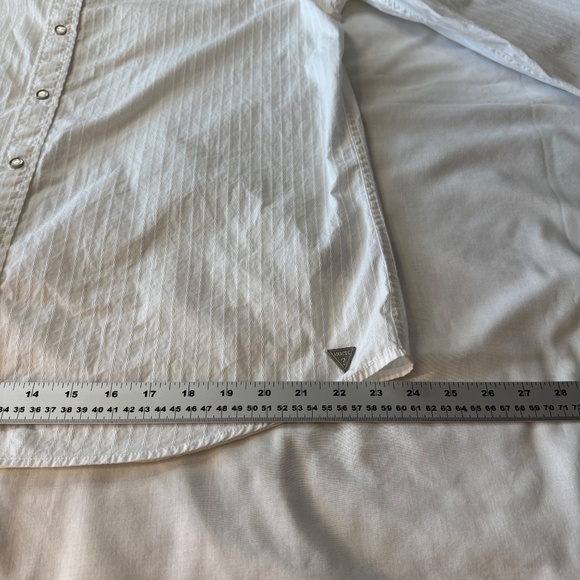 GUESS Men's Jacquard Long‎ Sleeve Snap Up Dress Shirt White XXL Shoulder Strap - Picture 15 of 16